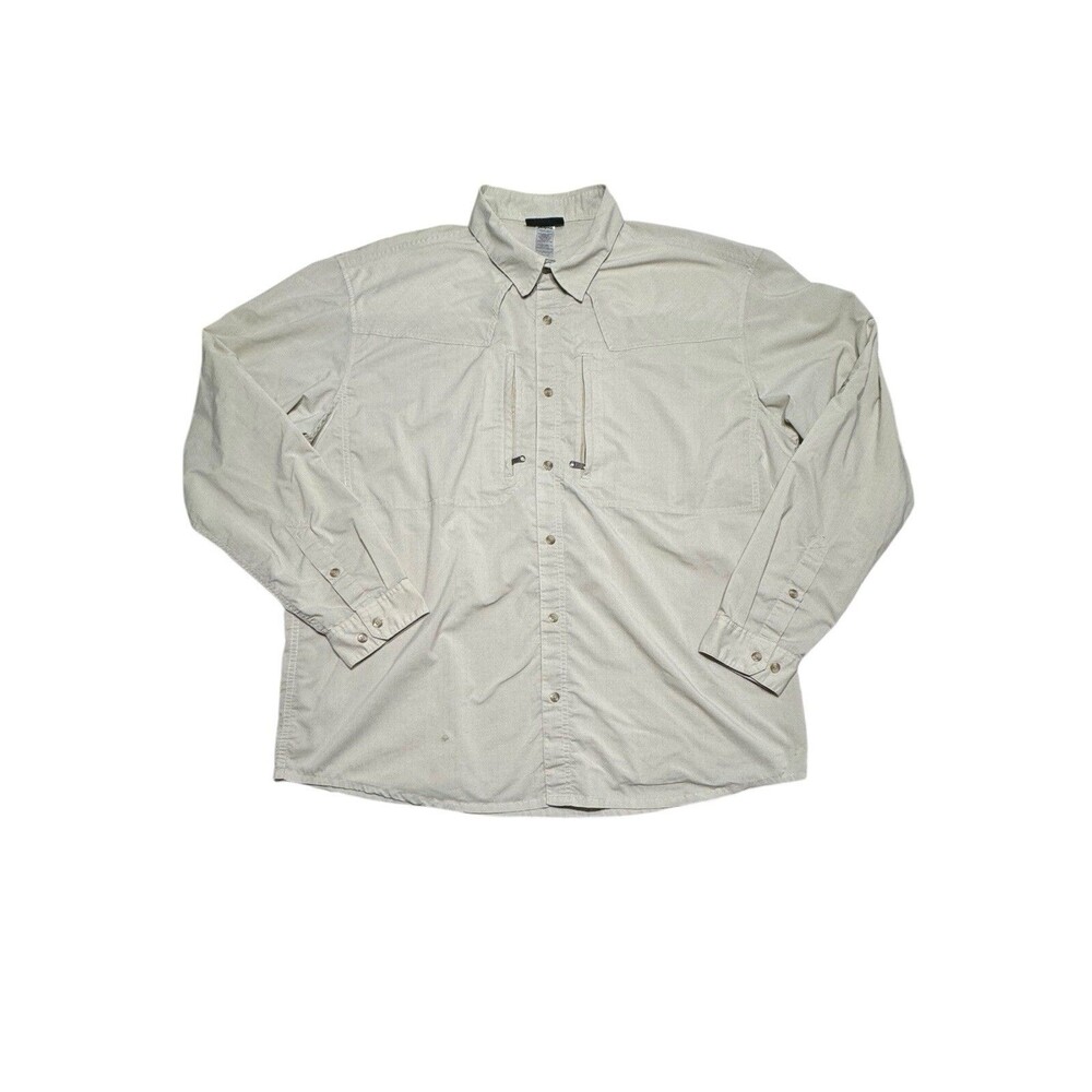 Patagonia Sun Stretch Shirt Mens XL Beige Button Up Outdoor Fishing Hiking *flaw